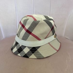 Burberry Bucket Hat with Leather Strap Accent